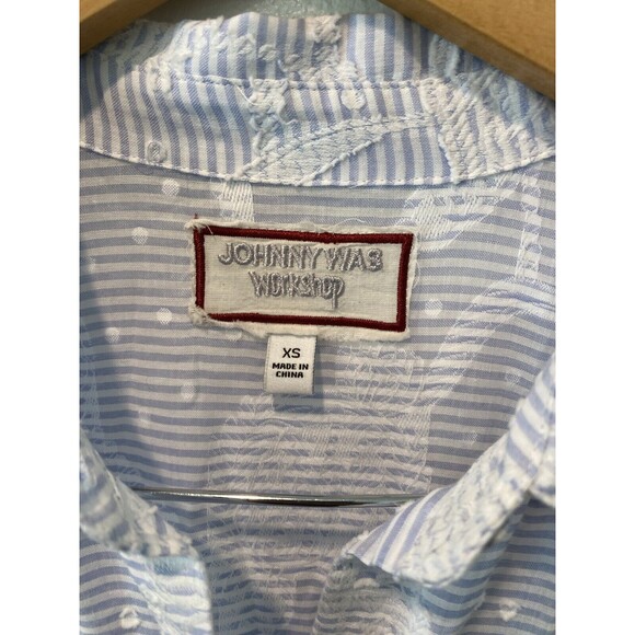 Johnny Was FLORE SEERSUCKER BUTTON DOWN SHIRT Sz XS - Picture 3 of 8